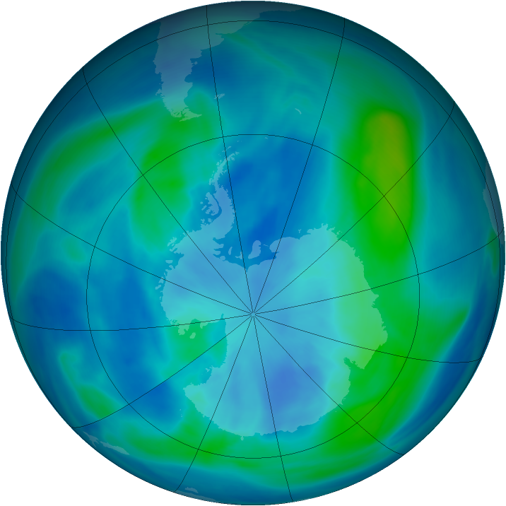 Antarctic ozone map for 18 March 2007